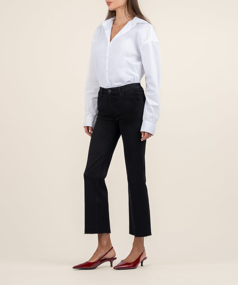 Kelsey Mid Rise  Flare Leg Jean Black