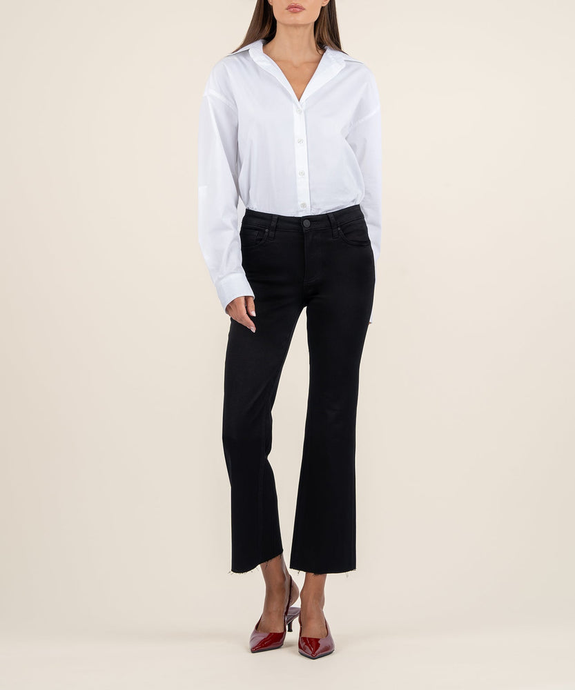 Kelsey Mid Rise  Flare Leg Jean Black