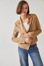 Faux Suede Moto Jacket