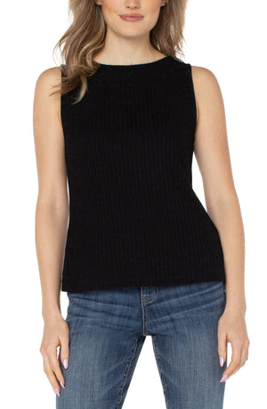 Sleeveless Boat Neck Knit Top