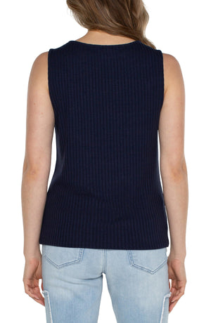 Sleeveless Boat Neck Knit Top