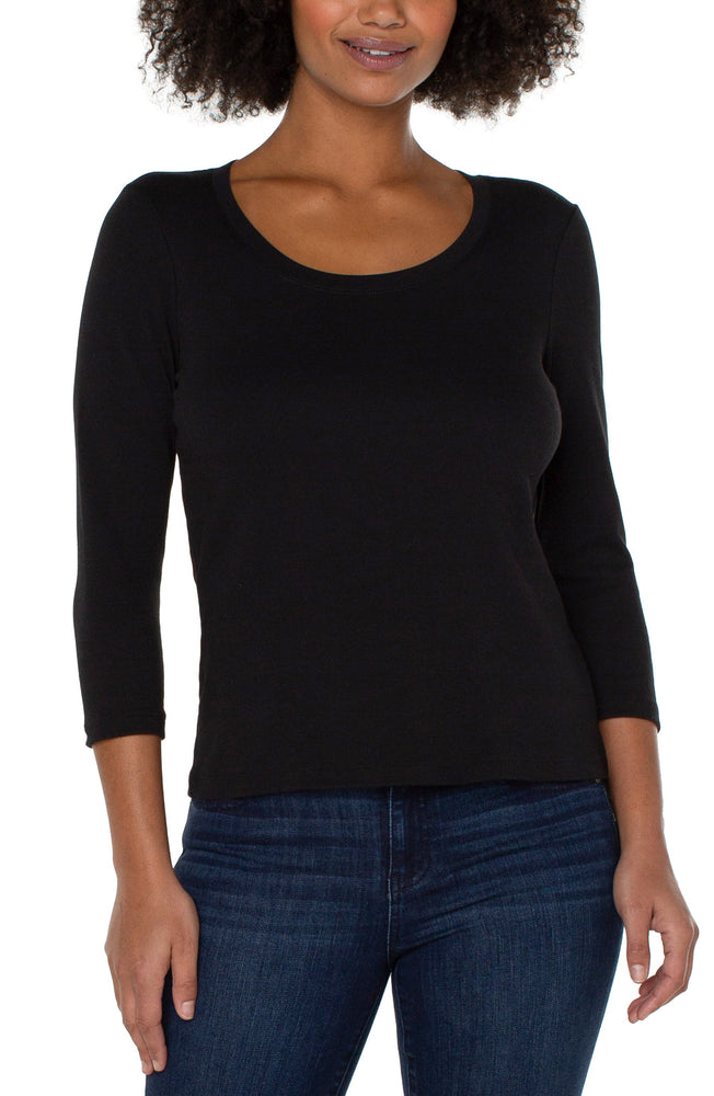 3/4 Sleeve Scoop Neck Top