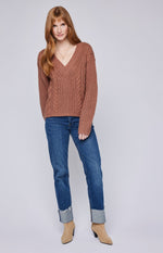 Octavia V Neck Cable Sweater