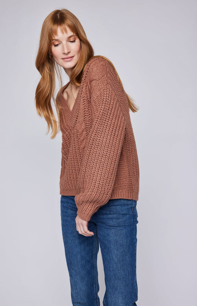 Octavia V Neck Cable Sweater