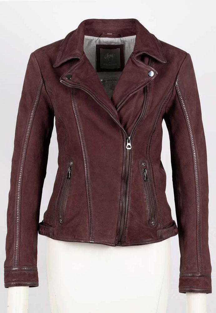 Twila Wine Leather Jacket