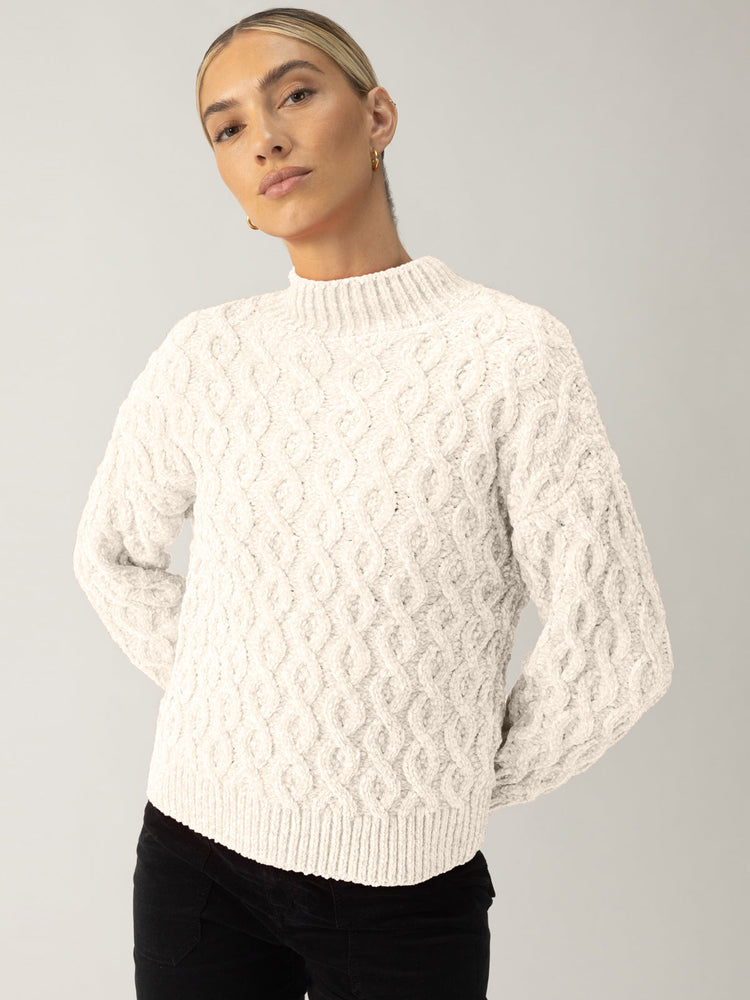 Cable Mock Neck Sweater