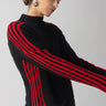 Sporty Stripe Mock Neck Sweater