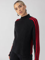 Sporty Stripe Mock Neck Sweater