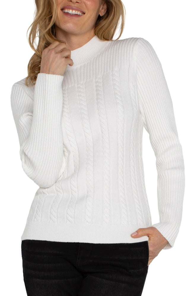 Mock Neck Cable Sweater