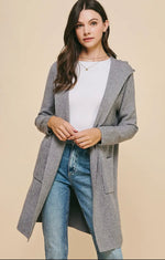 Long Knit Cardigan with Hood