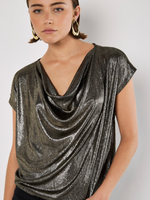 Foil Cowl Neck Top