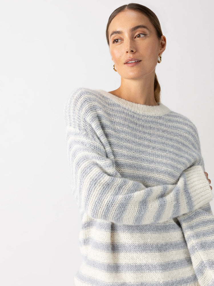 Fuzzy Stripe Tunic Sweater