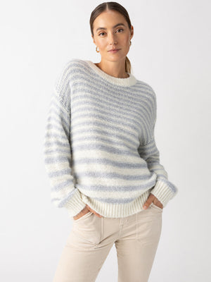 Fuzzy Stripe Tunic Sweater