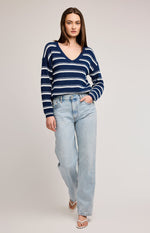 V Neck Nautical Stripe Sweater