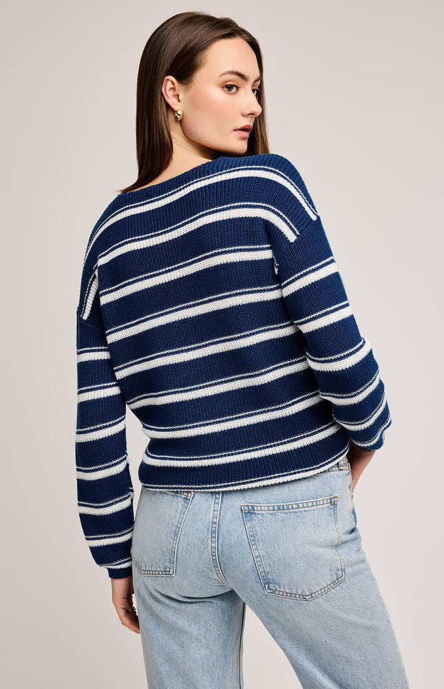 V Neck Nautical Stripe Sweater