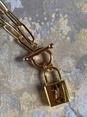 Louis Vuitton Chain Necklace Lock Gold Chain